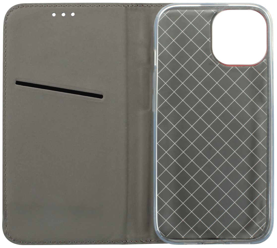 Apple iPhone 15 oldalra nyíló flipes bőrtok rombusz mintás piros