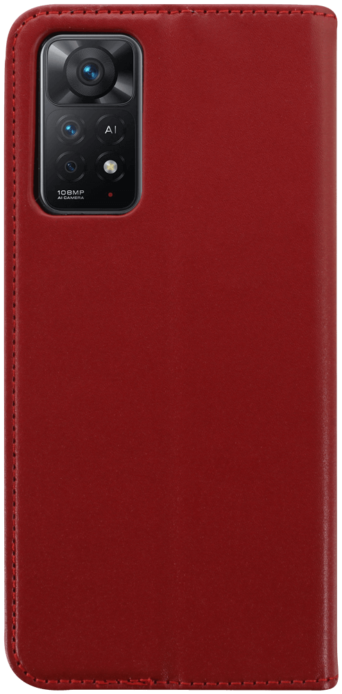 Xiaomi Redmi Note 11 Pro 5G oldalra nyíló flipes bőrtok valódi bőr piros