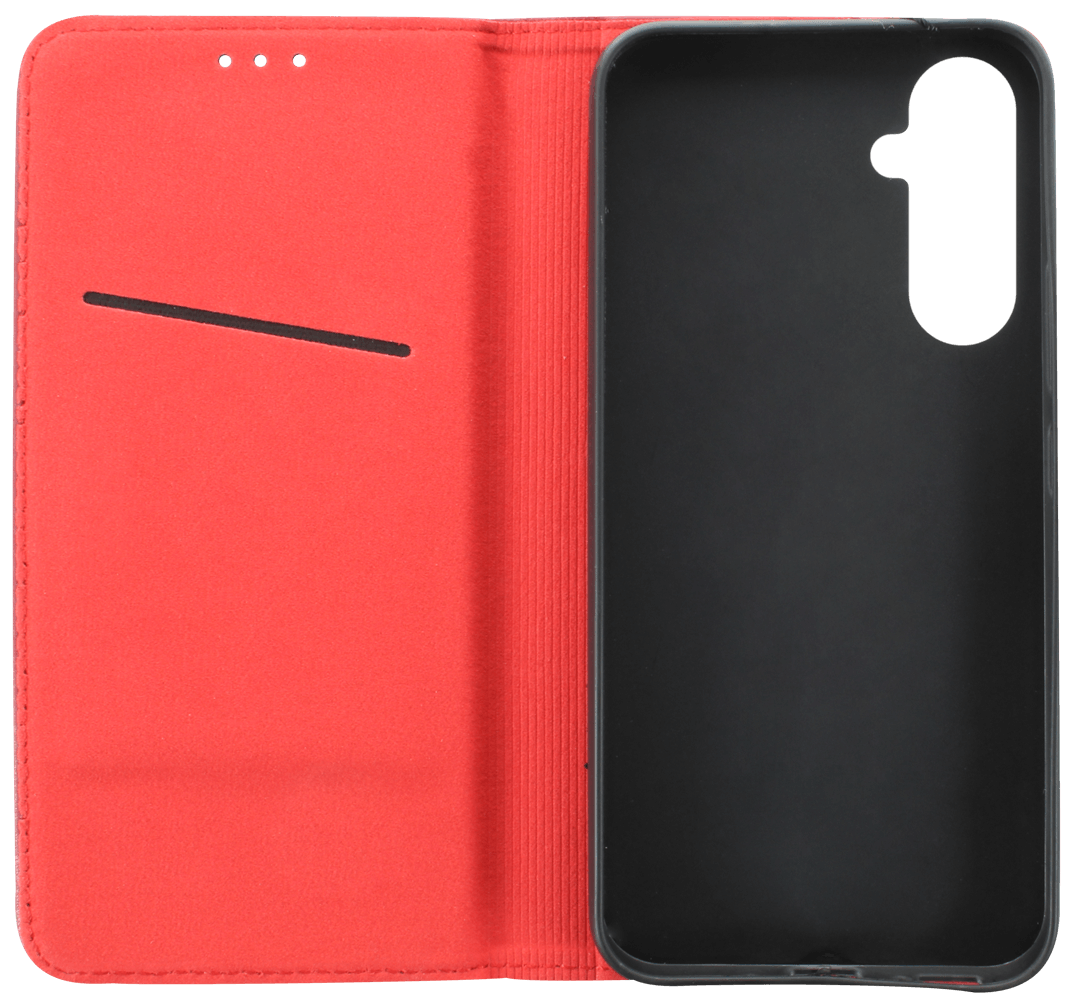 Samsung Galaxy A54 (SM-A546B) oldalra nyíló flipes bőrtok valódi bőr piros