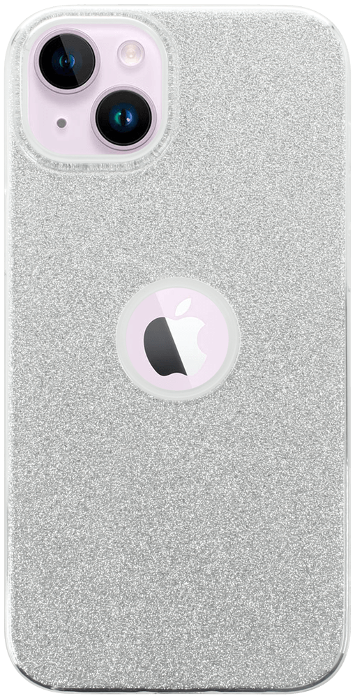 Apple iPhone 14 Plus szilikon tok csillogó hátlap logó kihagyós ezüst