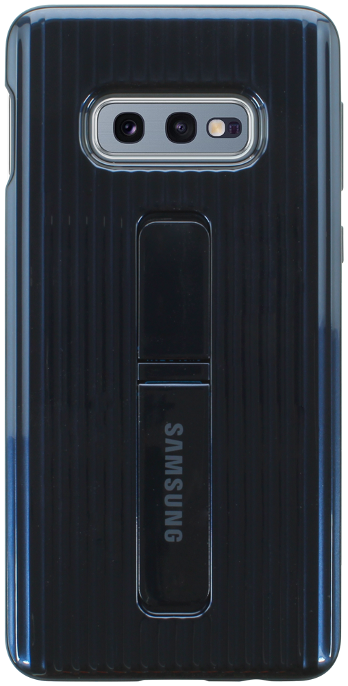 Samsung Galaxy S10e (SM-G970) kemény hátlap gyári Samsung termék, szilikon kerettel, kitámasztóval kék