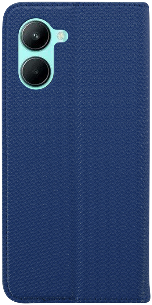 Realme C33 oldalra nyíló flipes bőrtok rombusz mintás sötétkék