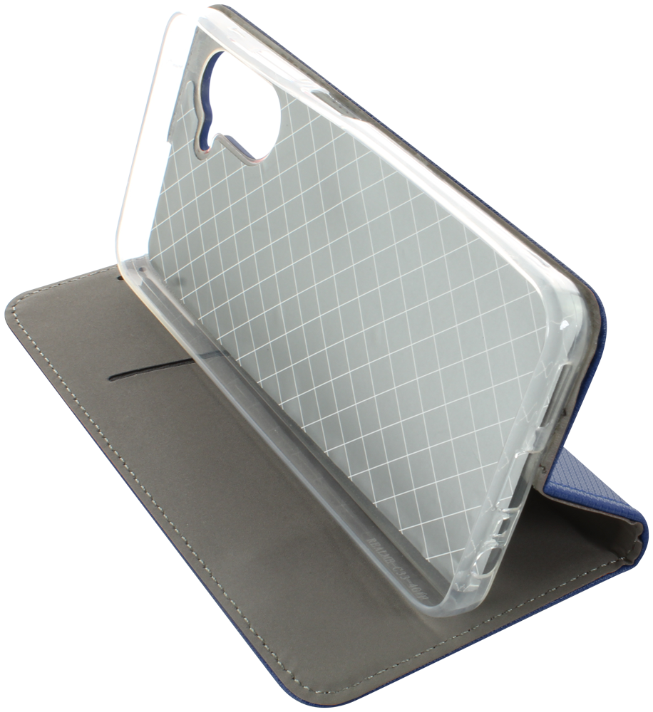 Realme C33 oldalra nyíló flipes bőrtok rombusz mintás sötétkék