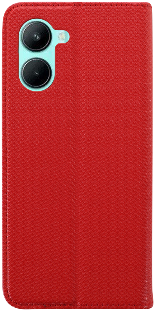 Realme C33 oldalra nyíló flipes bőrtok rombusz mintás piros