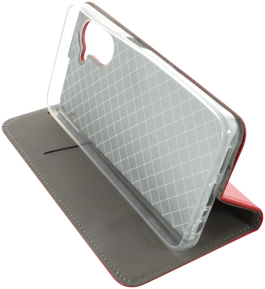 Realme C33 oldalra nyíló flipes bőrtok rombusz mintás piros