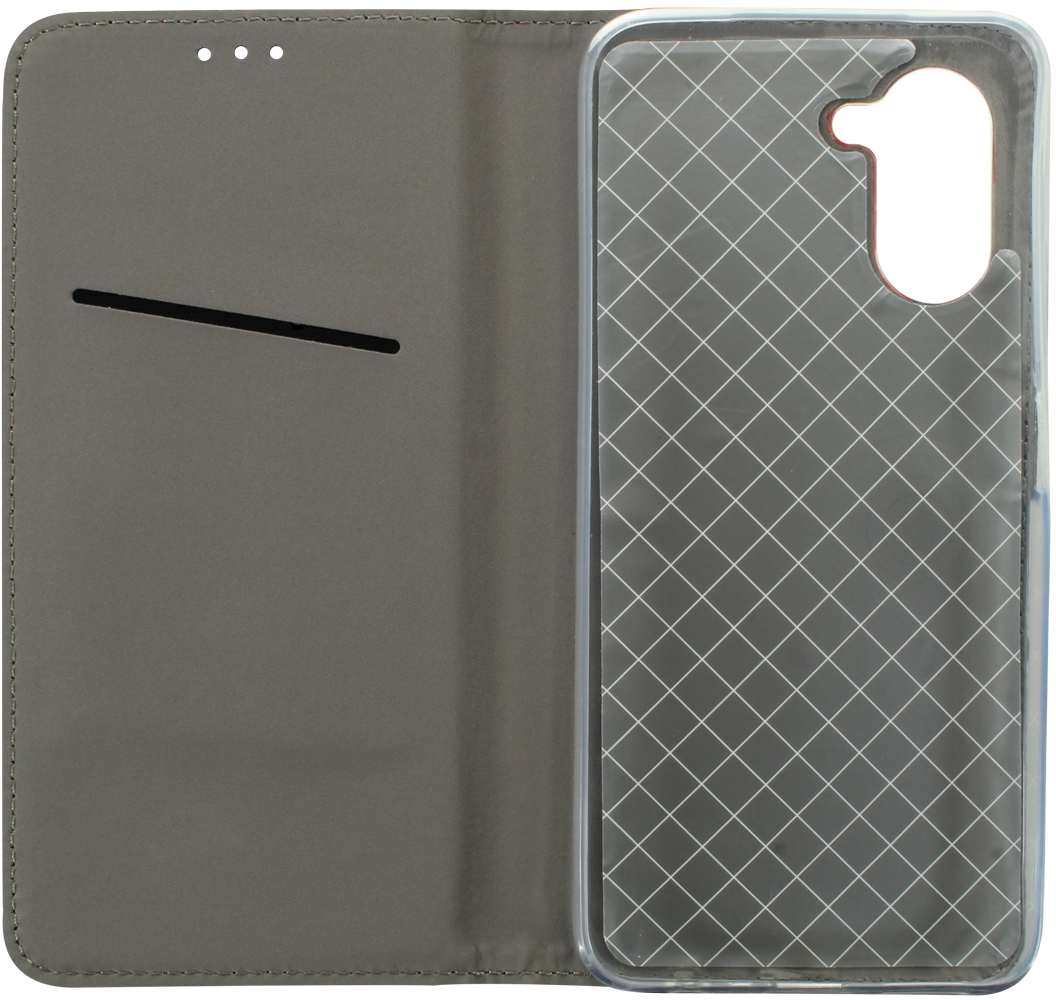 Realme C33 oldalra nyíló flipes bőrtok rombusz mintás piros