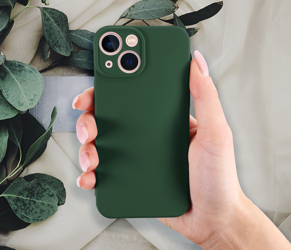 Realme C55 szilikon tok kameravédővel matt sötétzöld