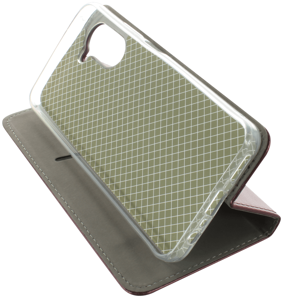 Realme C33 oldalra nyíló flipes bőrtok asztali tartó funkciós bordó