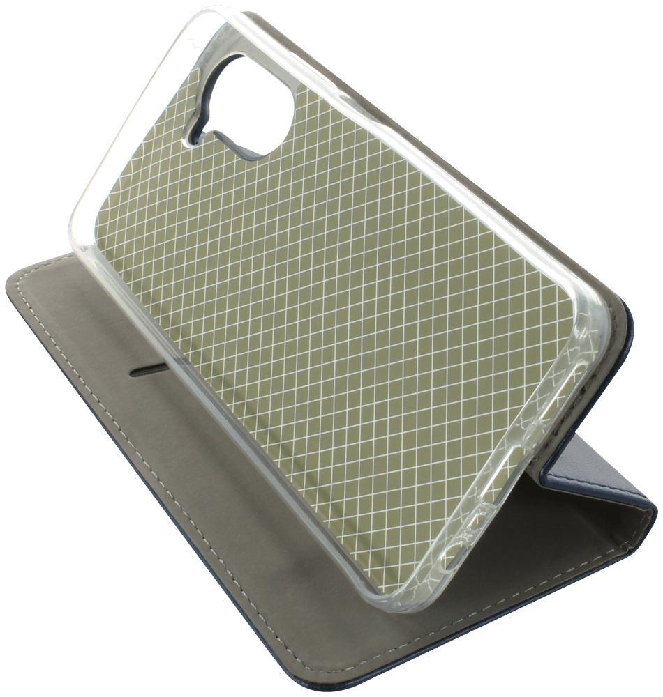 Realme C33 oldalra nyíló flipes bőrtok asztali tartó funkciós sötétkék