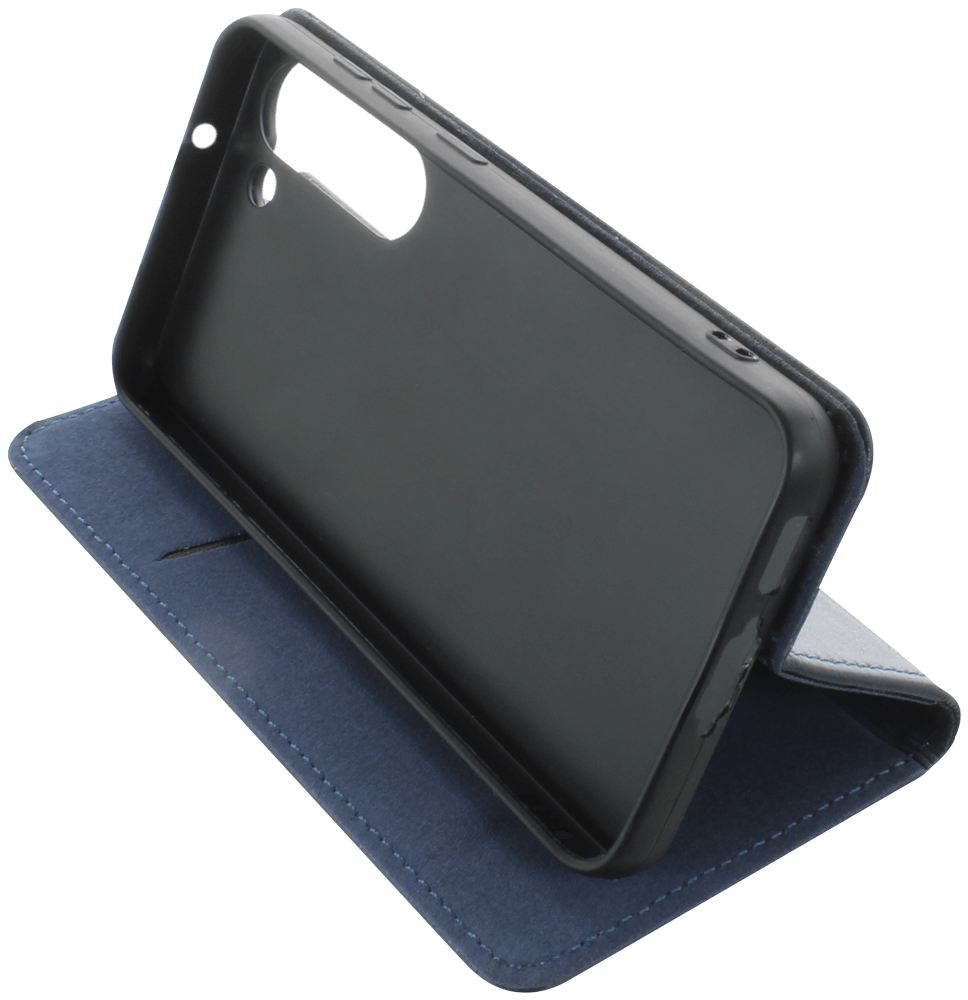 Samsung Galaxy S23 (SM-S911B) oldalra nyíló flipes bőrtok valódi bőr sötétkék