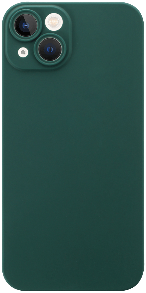 Apple iPhone 13 szilikon tok kameravédővel matt sötétzöld