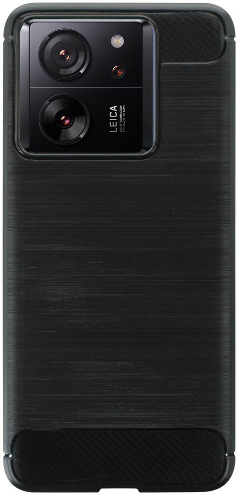 Xiaomi 13T ütésálló szilikon tok szálcsiszolt-karbon minta légpárnás sarok fekete