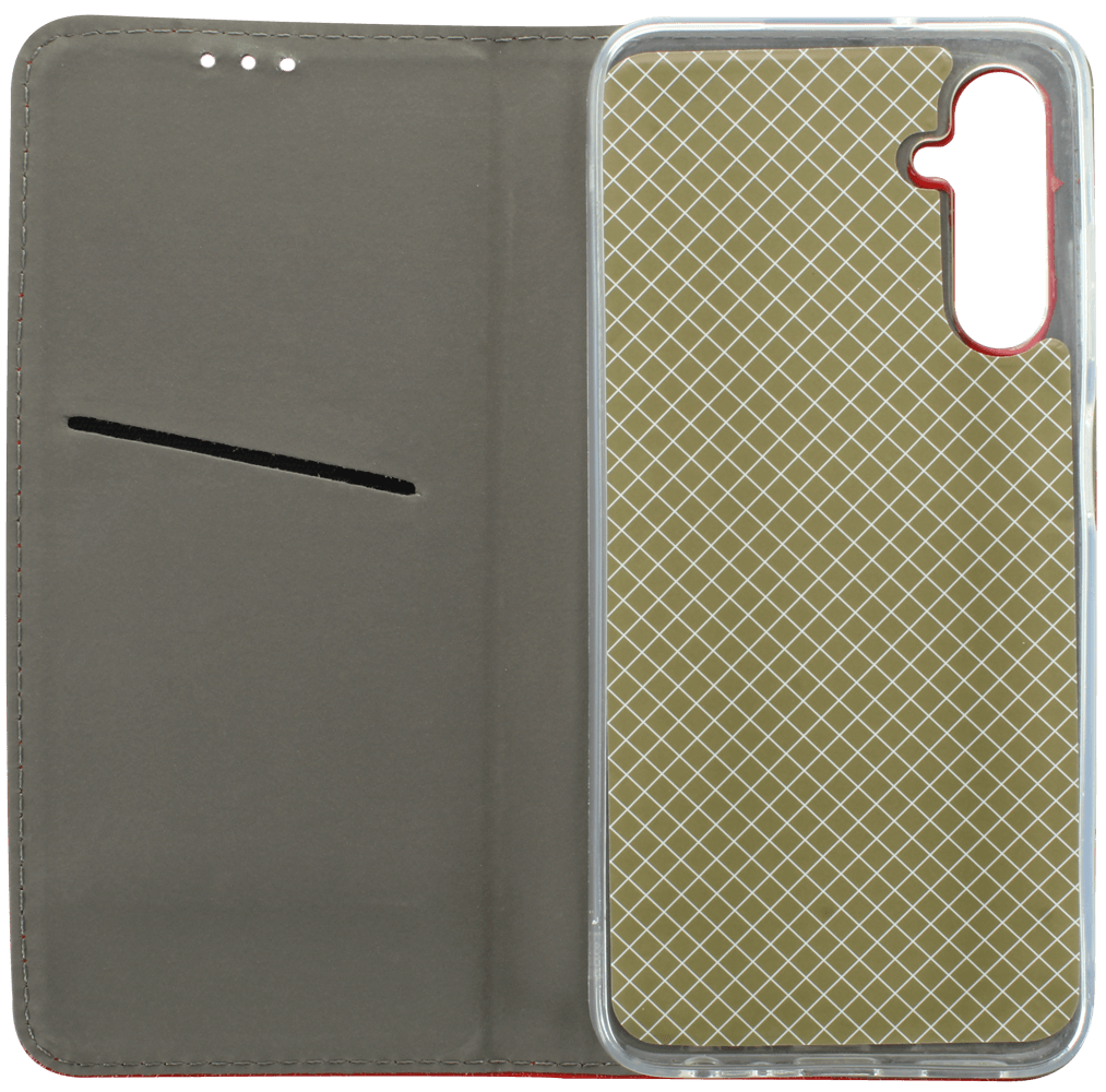 Samsung Galaxy A05s (SM-A057F) oldalra nyíló flipes bőrtok rombusz mintás piros