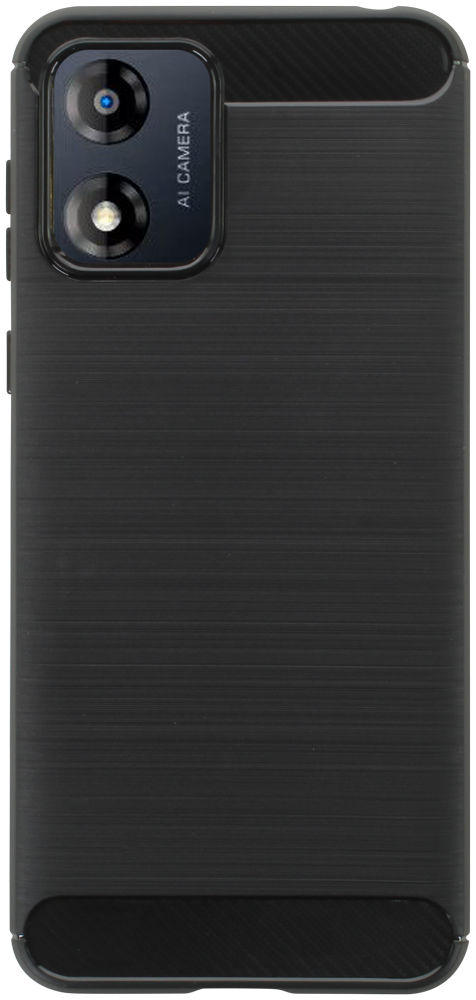 Motorola Moto E13 ütésálló szilikon tok szálcsiszolt-karbon minta légpárnás sarok fekete