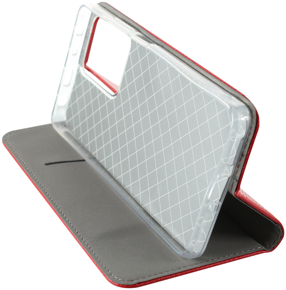 Xiaomi Poco X5 Pro oldalra nyíló flipes bőrtok rombusz mintás piros