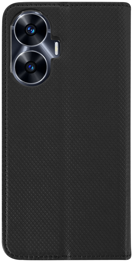 Realme C55 oldalra nyíló flipes bőrtok rombusz mintás fekete