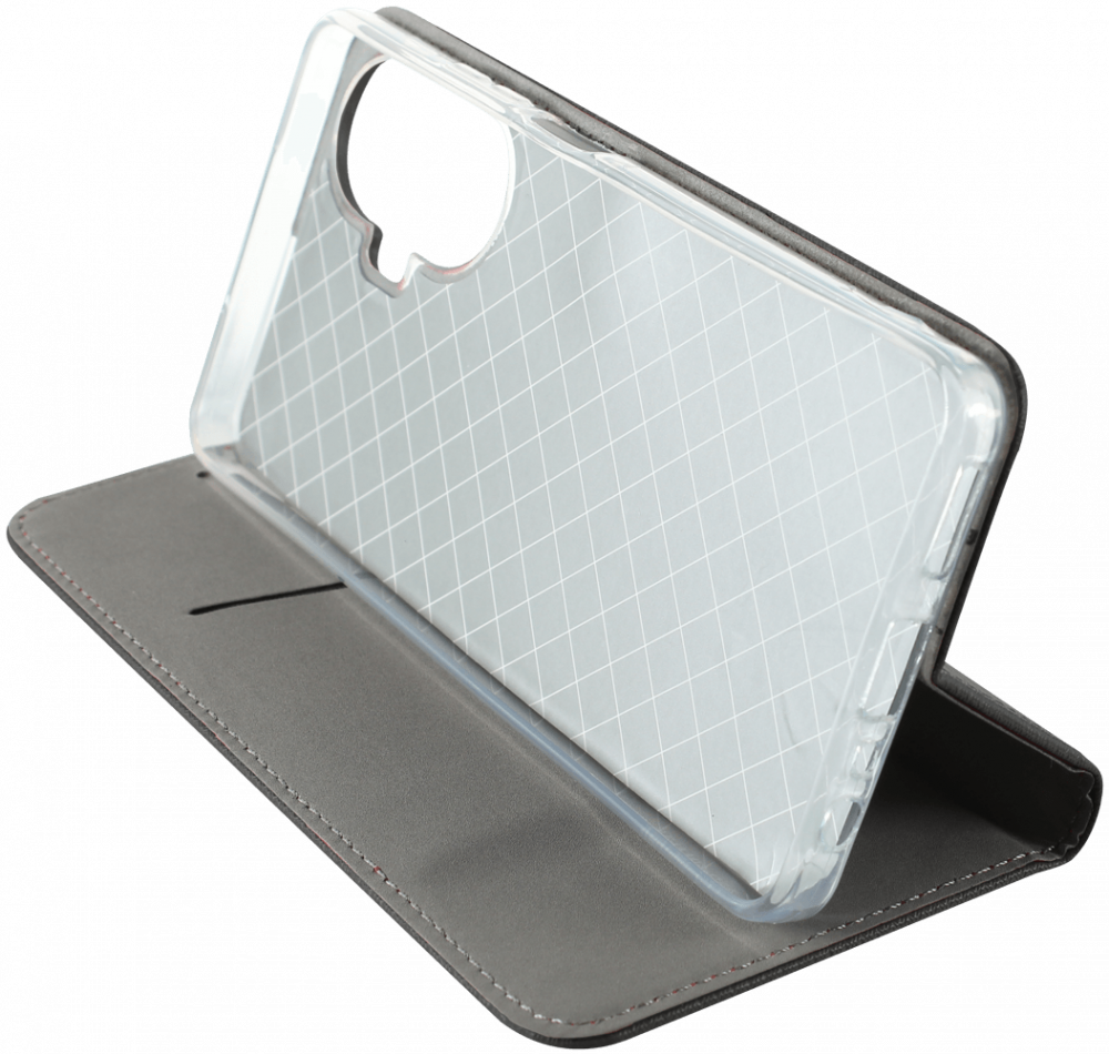 Realme C55 oldalra nyíló flipes bőrtok rombusz mintás fekete