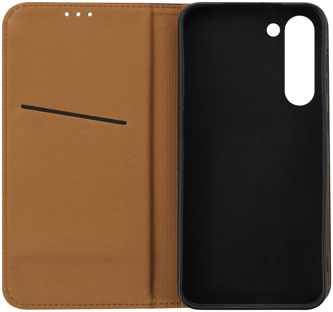 Samsung Galaxy S23 Plus (SM-S916B) oldalra nyíló flipes bőrtok valódi bőr fekete