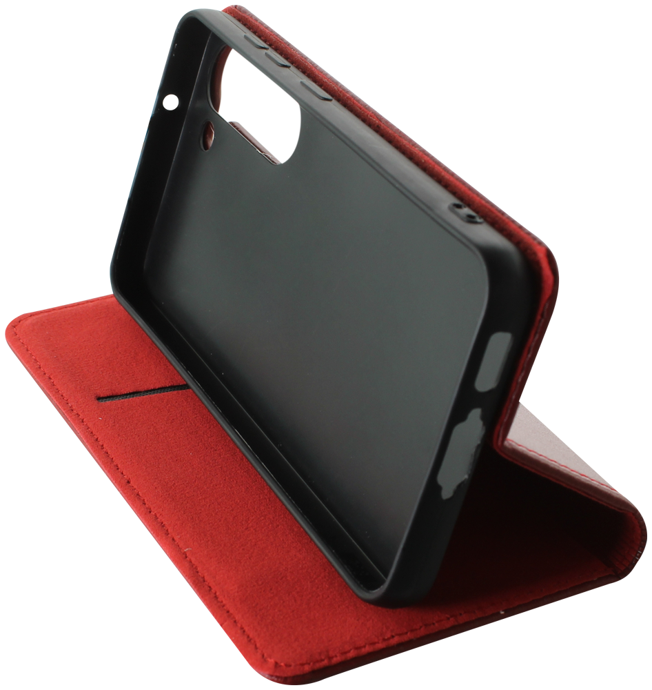 Samsung Galaxy S23 (SM-S911B) oldalra nyíló flipes bőrtok valódi bőr piros