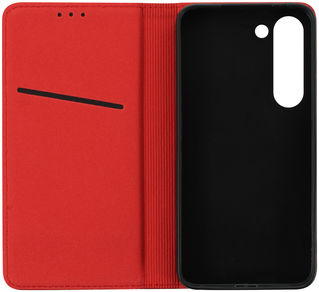Samsung Galaxy S23 (SM-S911B) oldalra nyíló flipes bőrtok valódi bőr piros