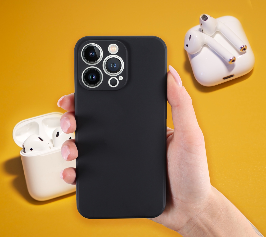 Apple iPhone 8 szilikon tok kameravédővel matt fekete