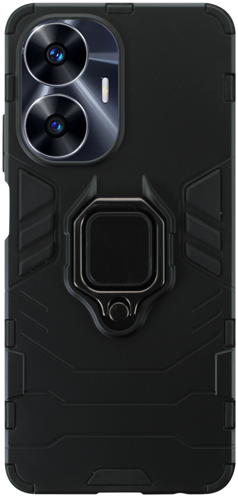 Realme C55 ütésálló tok légpárnás sarkas, hibrid Ring Armor fekete