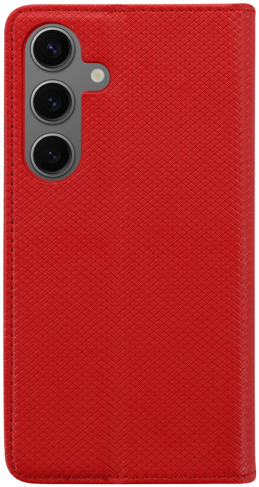 Samsung Galaxy S24 (SM-S921B) oldalra nyíló flipes bőrtok rombusz mintás piros