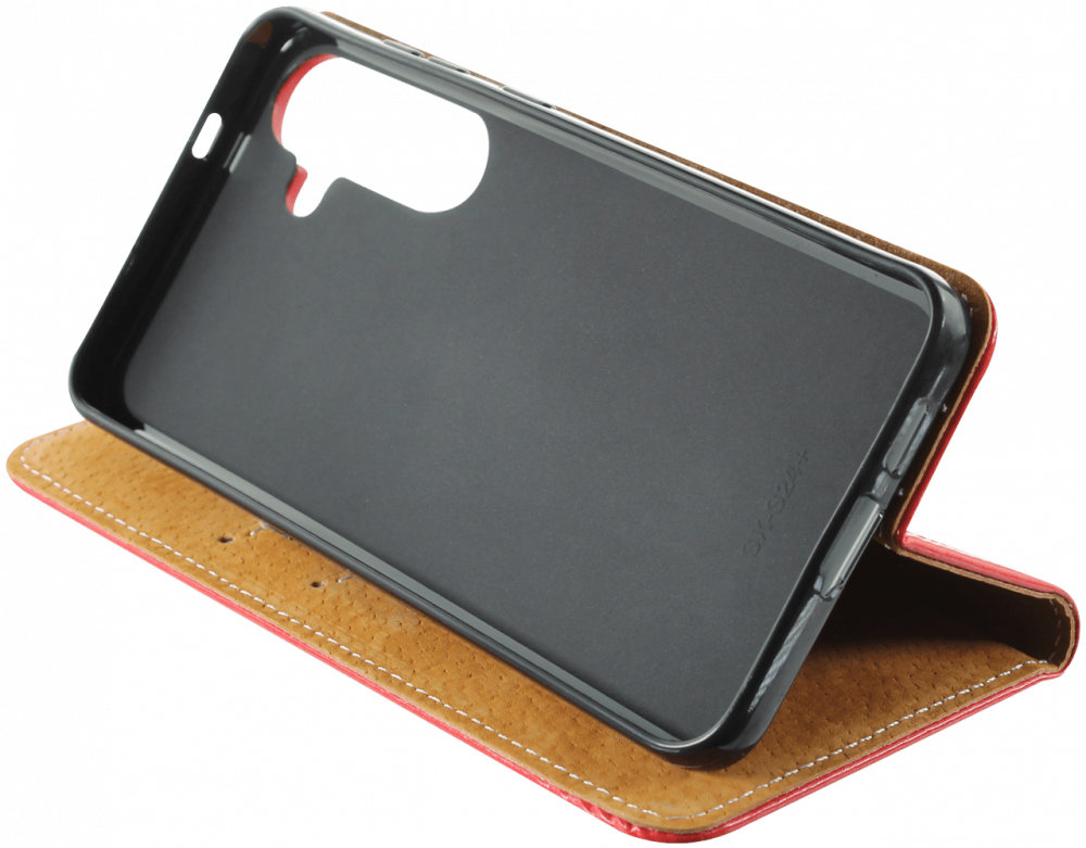 Samsung Galaxy S24 Plus (SM-S926B) oldalra nyíló flipes bőrtok valódi bőr piros