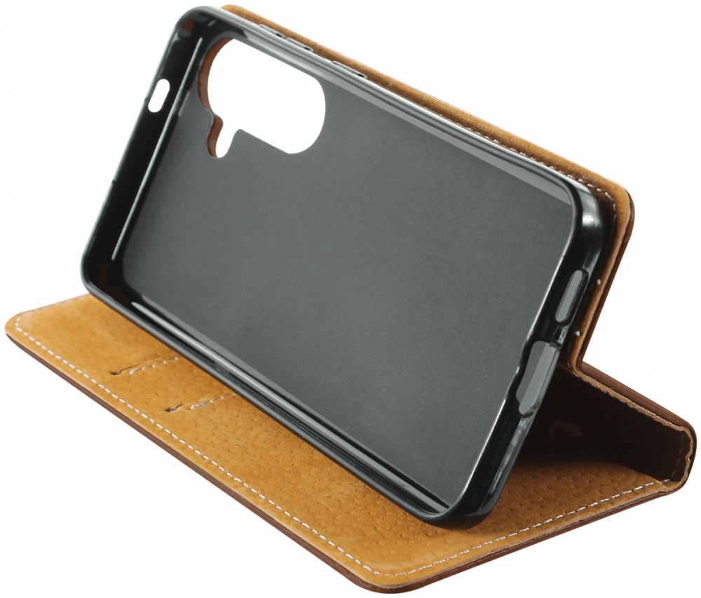 Samsung Galaxy S24 (SM-S921B) oldalra nyíló flipes bőrtok valódi bőr barna