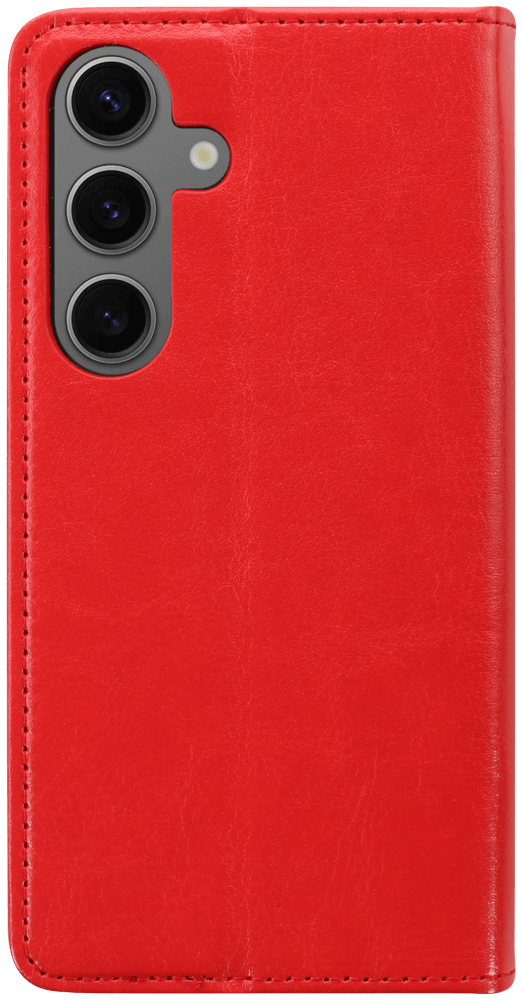 Samsung Galaxy S24 (SM-S921B) oldalra nyíló flipes bőrtok valódi bőr piros