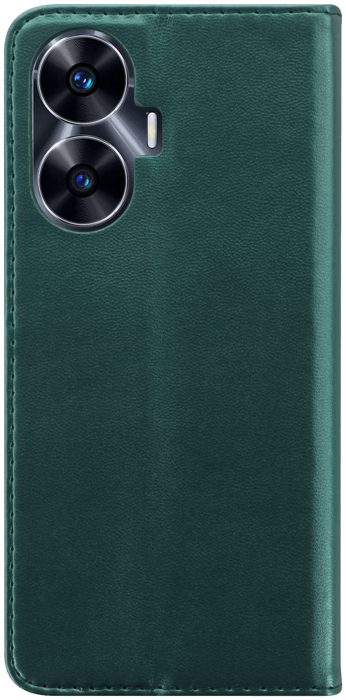 Realme C55 oldalra nyíló flipes bőrtok asztali tartó funkciós sötétzöld