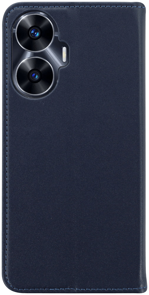 Realme C55 oldalra nyíló flipes bőrtok valódi bőr sötétkék