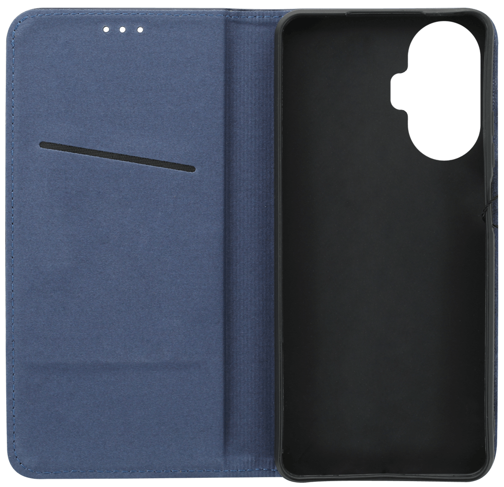 Realme C55 oldalra nyíló flipes bőrtok valódi bőr sötétkék