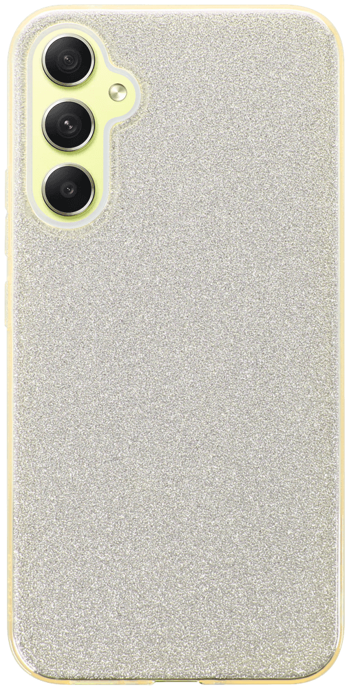 Samsung Galaxy A34 (SM-A346B) szilikon tok kivehető ezüst csillámporos réteg halvány sárga