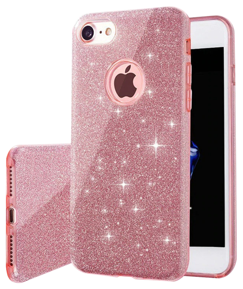 Samsung Galaxy A34 (SM-A346B) szilikon tok kivehető ezüst csillámporos réteg halvány rózsaszín