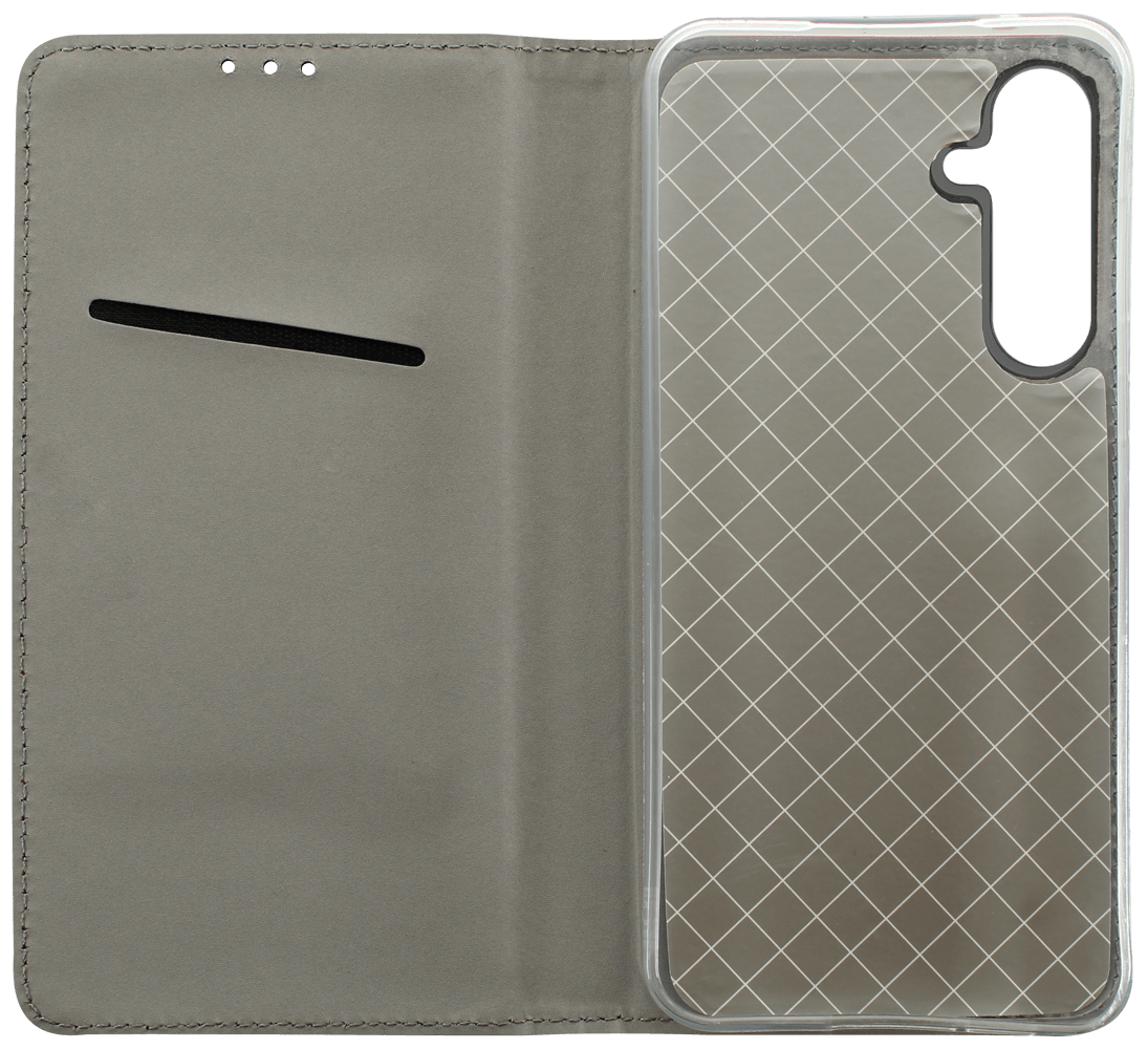 Samsung Galaxy A55 5G (SM-A556B) oldalra nyíló flipes bőrtok rombusz mintás fekete