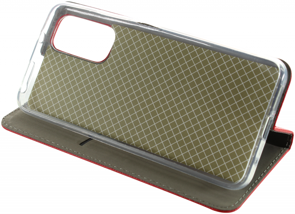 Xiaomi Poco M4 Pro oldalra nyíló flipes bőrtok rombusz mintás piros