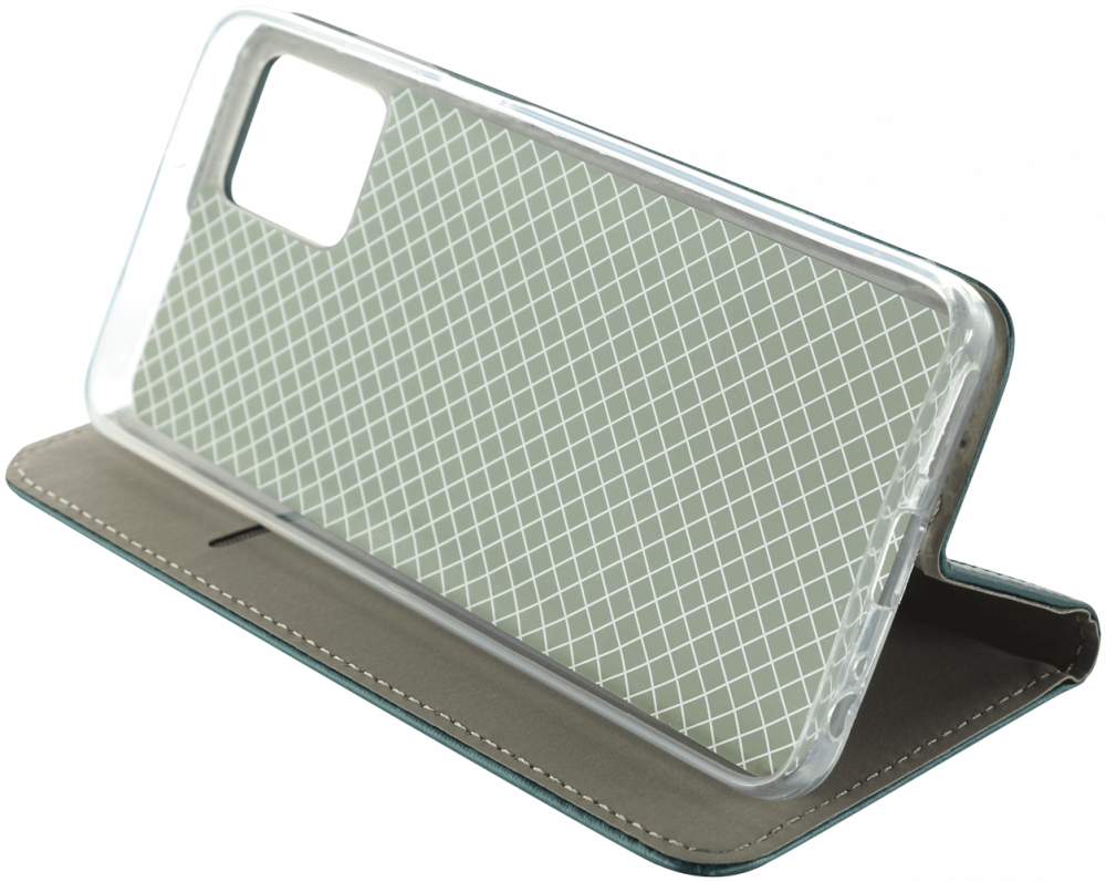 Motorola Moto G32 oldalra nyíló flipes bőrtok asztali tartó funkciós sötétzöld