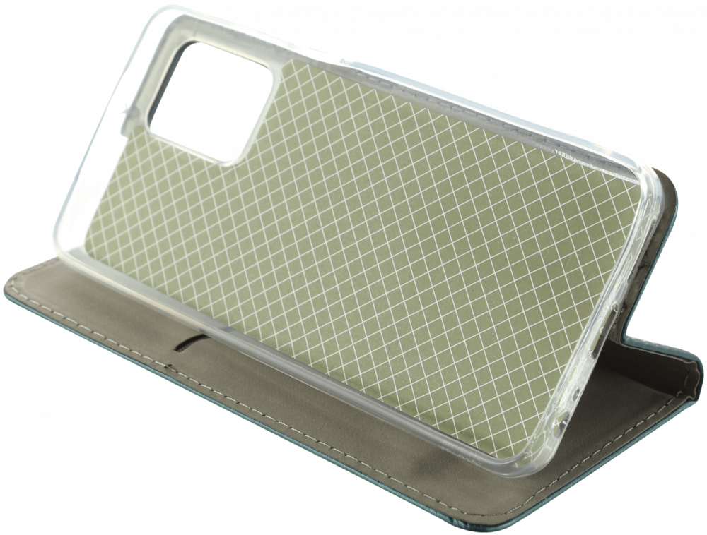 Motorola Moto G73 oldalra nyíló flipes bőrtok asztali tartó funkciós sötétzöld