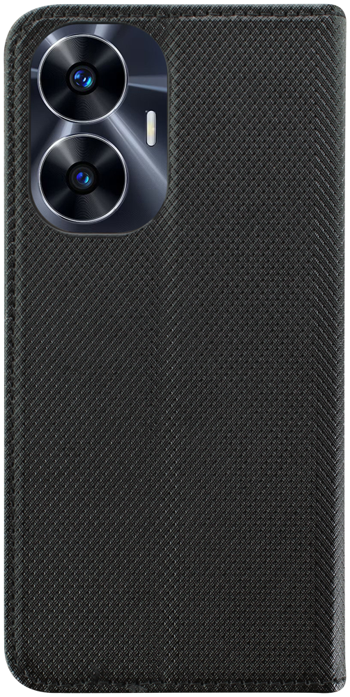 Realme C55 oldalra nyíló flipes bőrtok rombusz mintás fekete