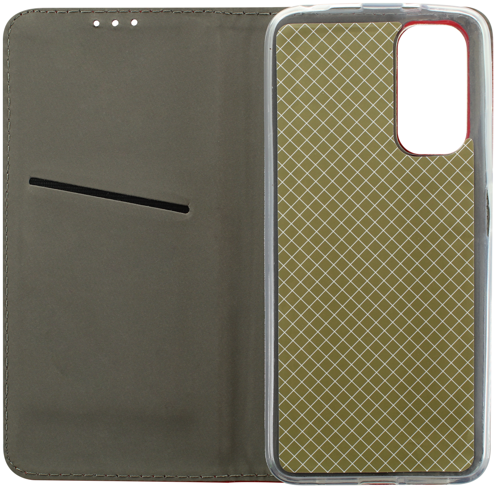 Xiaomi Redmi Note 11 oldalra nyíló flipes bőrtok rombusz mintás piros