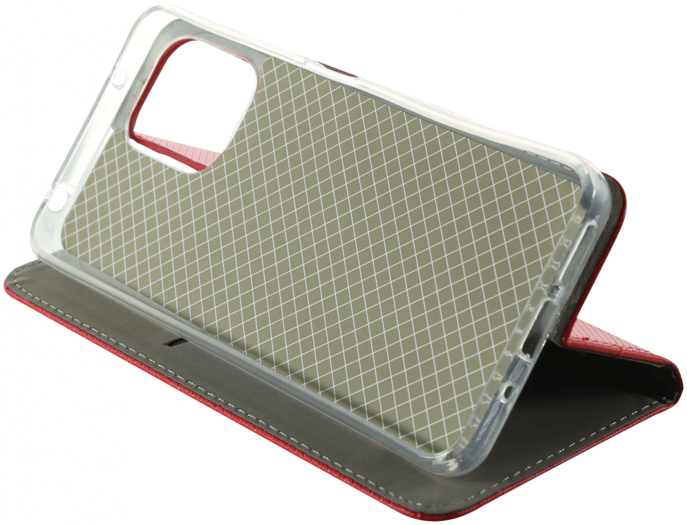 Xiaomi Redmi 12 oldalra nyíló flipes bőrtok rombusz mintás piros