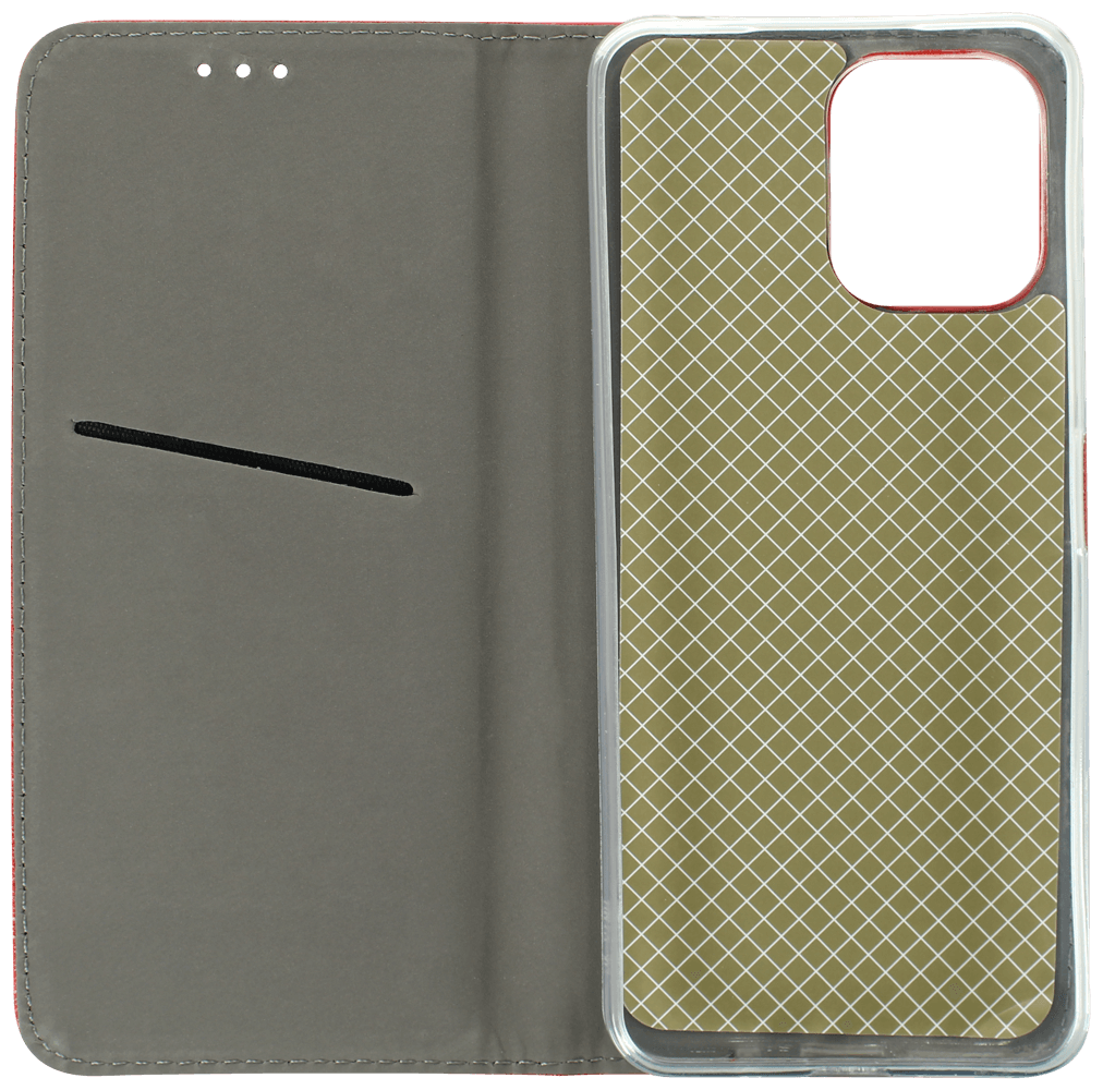 Xiaomi Redmi 12 oldalra nyíló flipes bőrtok rombusz mintás piros