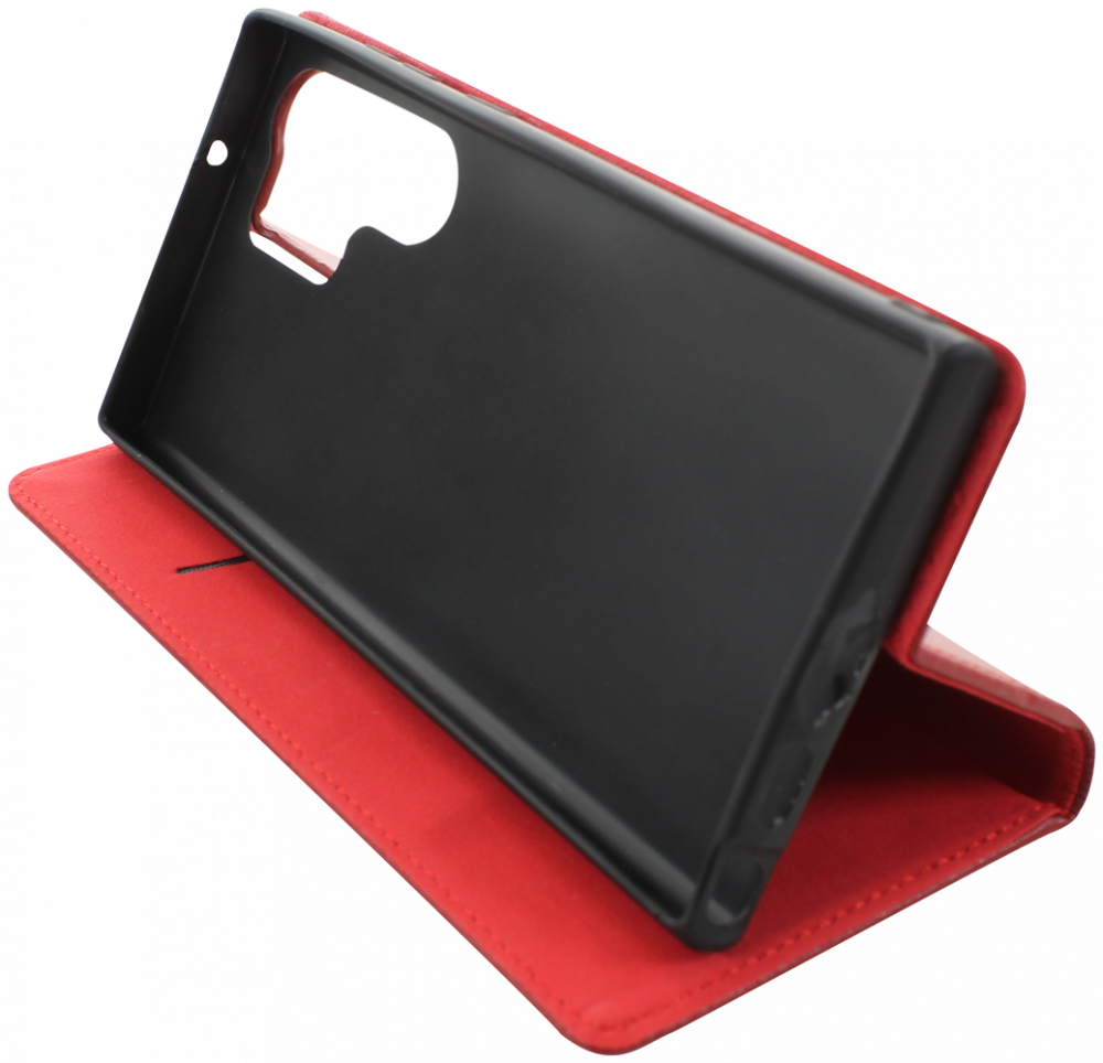 Samsung Galaxy S23 Ultra (SM-S918B) oldalra nyíló flipes bőrtok valódi bőr piros