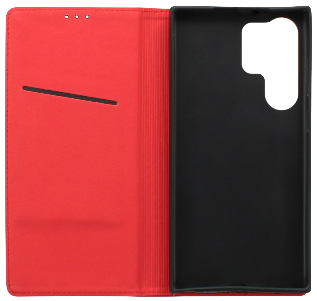 Samsung Galaxy S23 Ultra (SM-S918B) oldalra nyíló flipes bőrtok valódi bőr piros