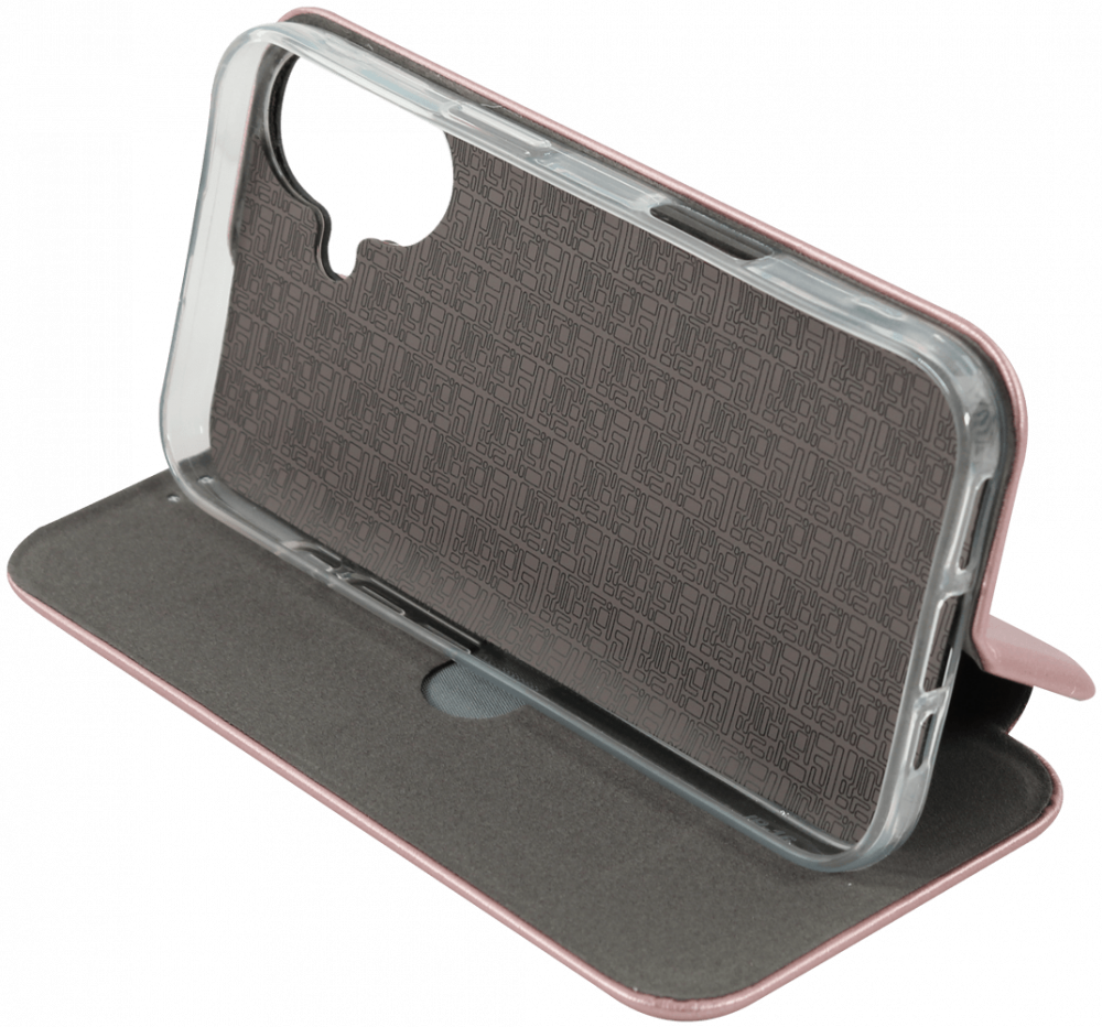 Apple iPhone 16 oldalra nyíló mágneses flipes bőrtok prémium minőség rozéarany