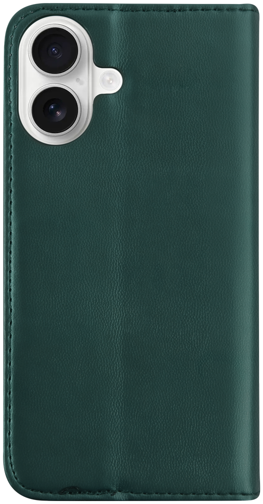 Apple iPhone 16 oldalra nyíló flipes bőrtok asztali tartó funkciós sötétzöld