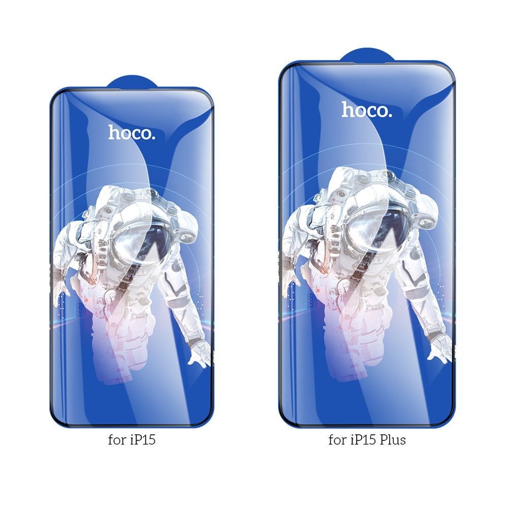 HOCO Edzett Üvegfólia HD 5D  – iPhone 15 Plus / 16 Plus készülékhez, fekete kerettel