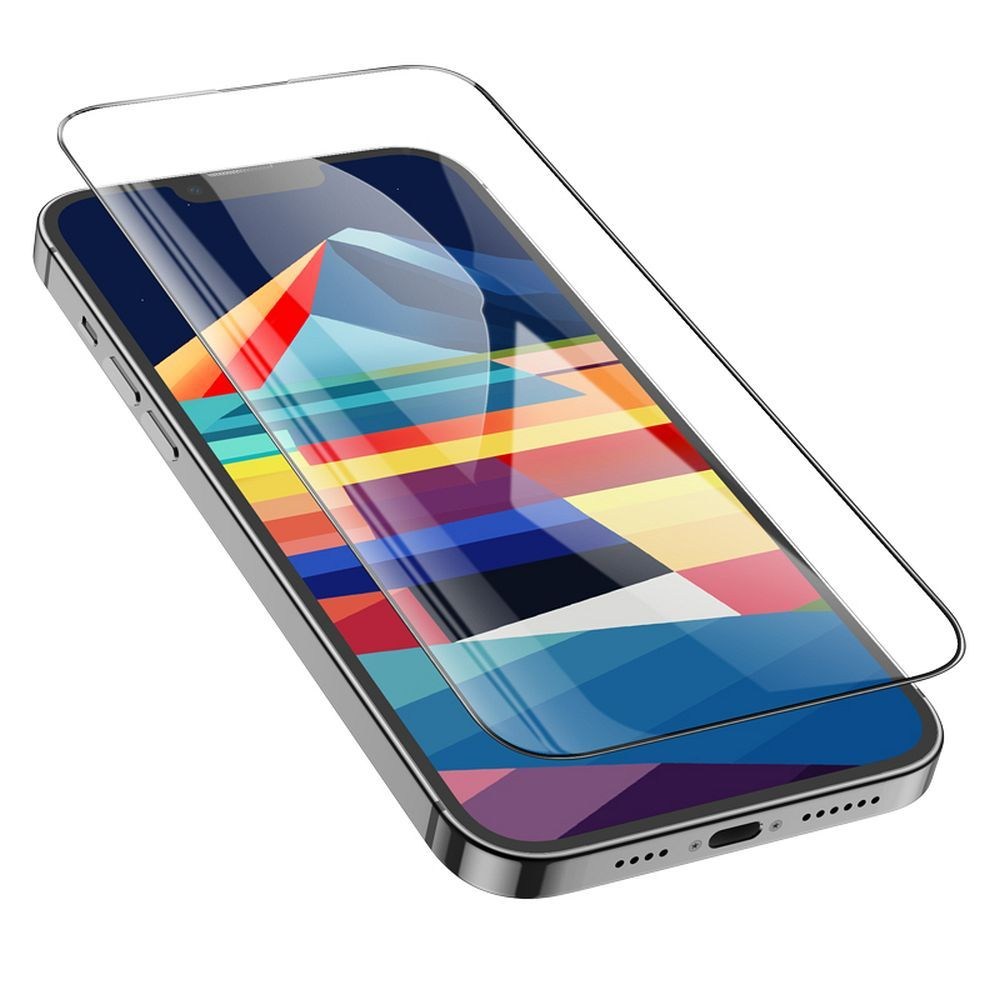 HOCO Edzett Üvegfólia HD 5D  – iPhone 15 Plus / 16 Plus készülékhez, fekete kerettel