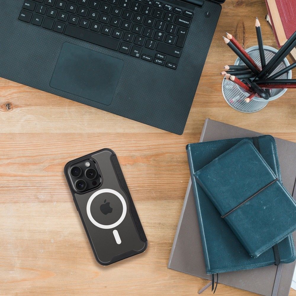 SMART MAG Book tok MagSafe kompatibilitással – iPhone 12 Pro Max - Fekete